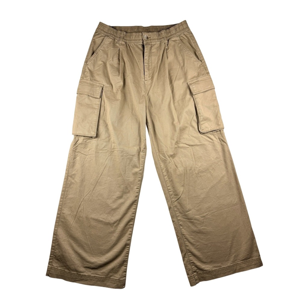 Old Navy Cargo Pants Women L Khaki Relaxed  Pull-On Wide Leg Baggy Y2K 90s